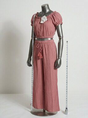 Turks and Caicos Set Sexy Slash Neck Suit for Women Cotton Loungewear Ruffle